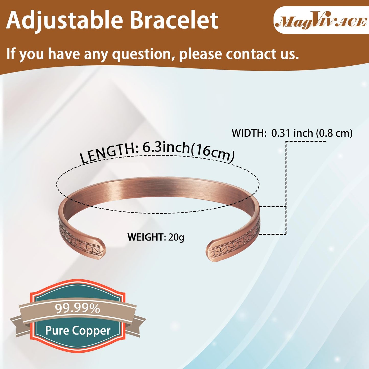 EnerCoppeX Copper Magnetic Bracelet for Women - Detox Jewelry with 3500 Gauss Magnet, Adjustable Cuff Bangle (A)