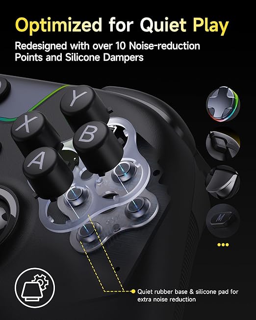 EasySMX X05Pro Wireless PC Controller – Quiet-Press Buttons, 2-Stage Impulse Triggers, 2 Programmable Buttons, Hall Joysticks, 1000mAh Battery, 1000Hz Polling Gaming Controller for PC/Switch/Android/iOS