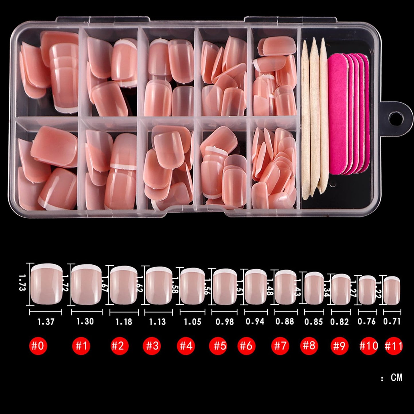 120 Pcs French Tip Press on Nails Short Square Fake Nails White Tip False Nails Full Cover Glossy Acrylic Glue on Nail Reusable Nude Artificial Stick on Nail for Women Manicure 12 Size