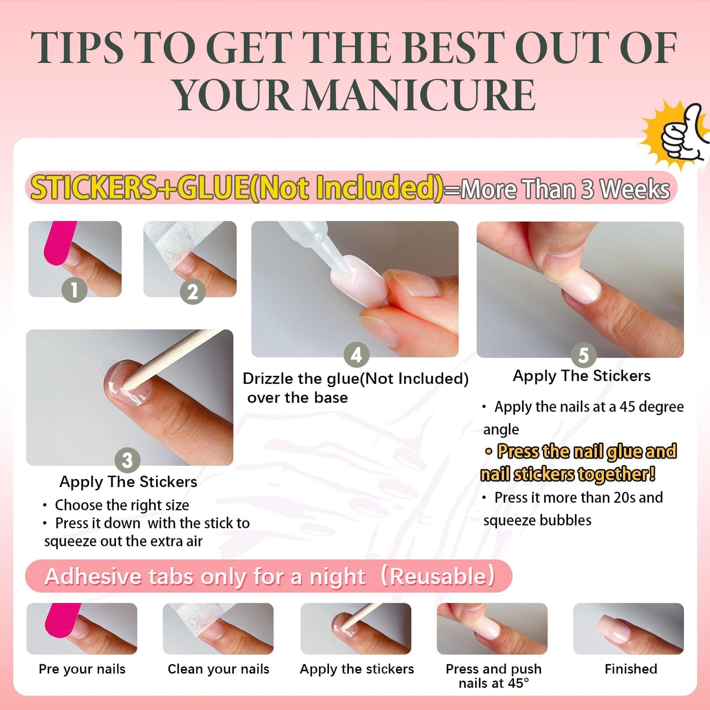 KQueenest White French Tip Press on Nails Almond & Press on Toes Short Square For Summer Beach Party Daily Decoration in 60 Pcs