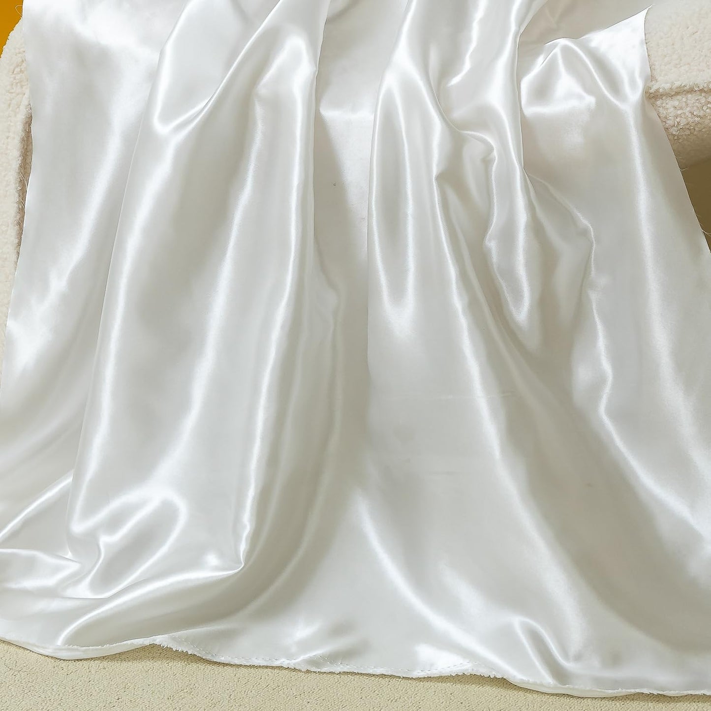 Satin Fabric by The Yard ，60 Inch Wide ，Soft Charmeuse Silk Satin Fabrics for Sewing,Wedding Dress,DIY Craftings, Costumes,Draping,Table Runner,Cloth Napkins (Ivory White, 3yard)