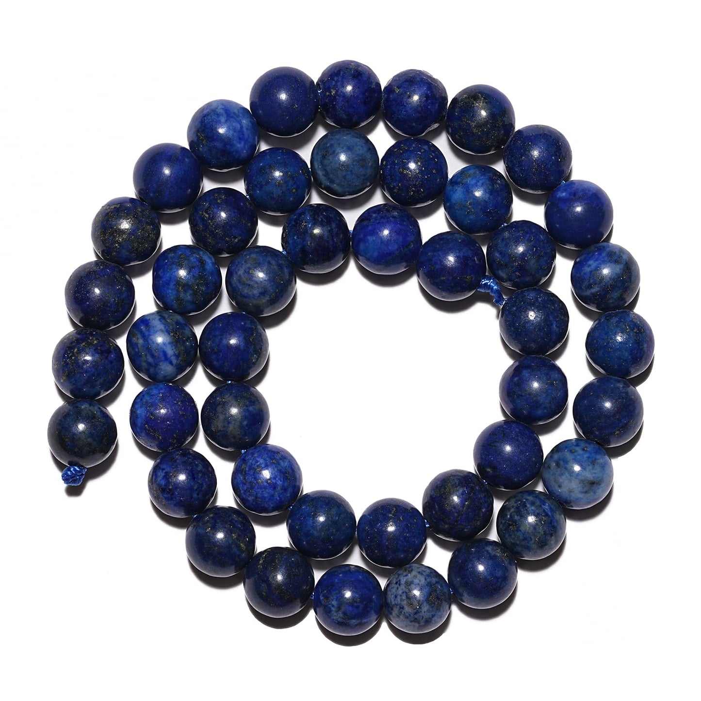 10mm Natural Lapis Lazuli Gemstone Beads Polished Round Smooth Stone Beads for Bracelets Jewelry Making 15inch Loose Beads