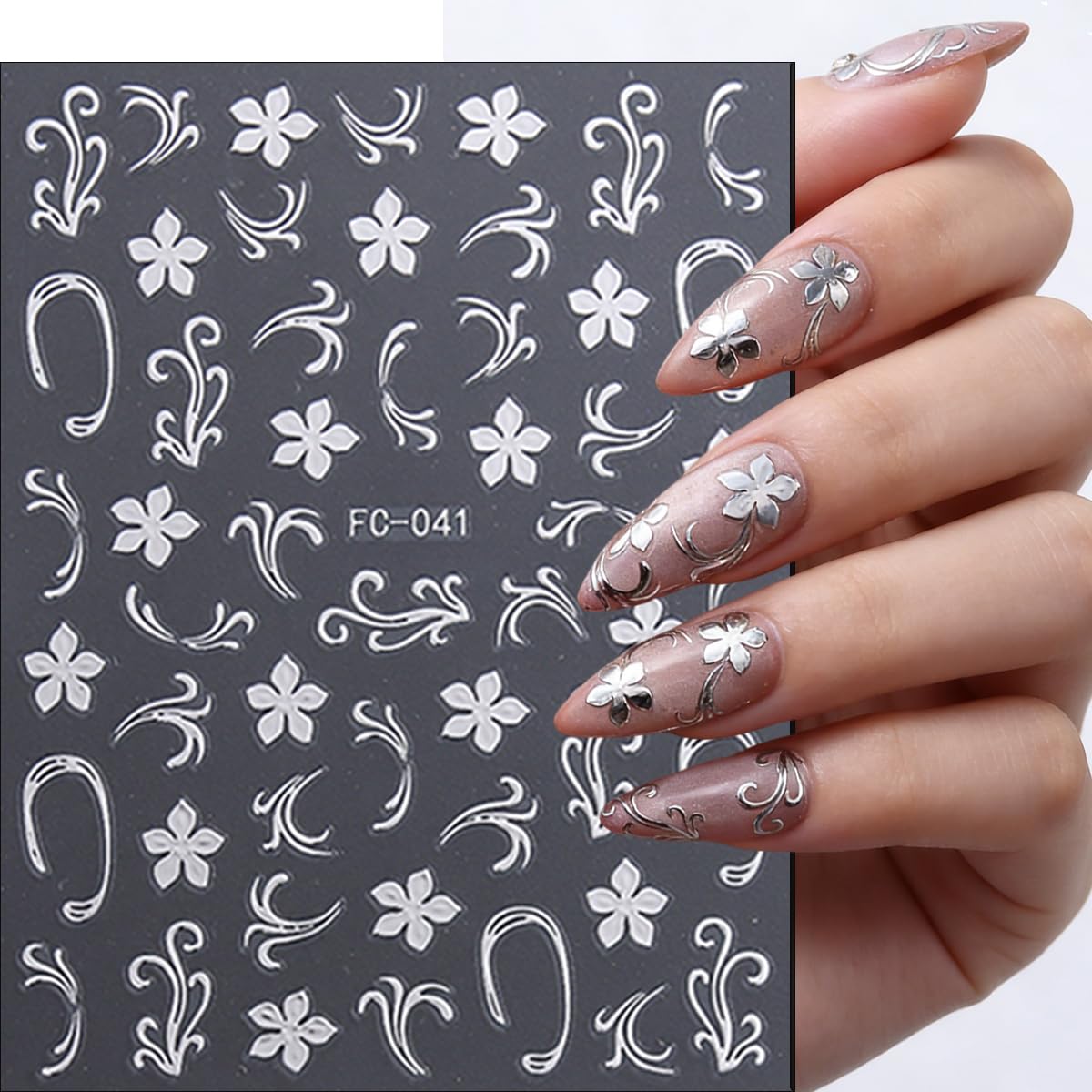 8 Sheets Spring Floral Nail Art Stickers Flower Nail Stickers with Hot Stamping Design 3D Self-Adhesive Flowers Grass Branches Nail Decals for Women Spring Summer DIY Manicure Supplies