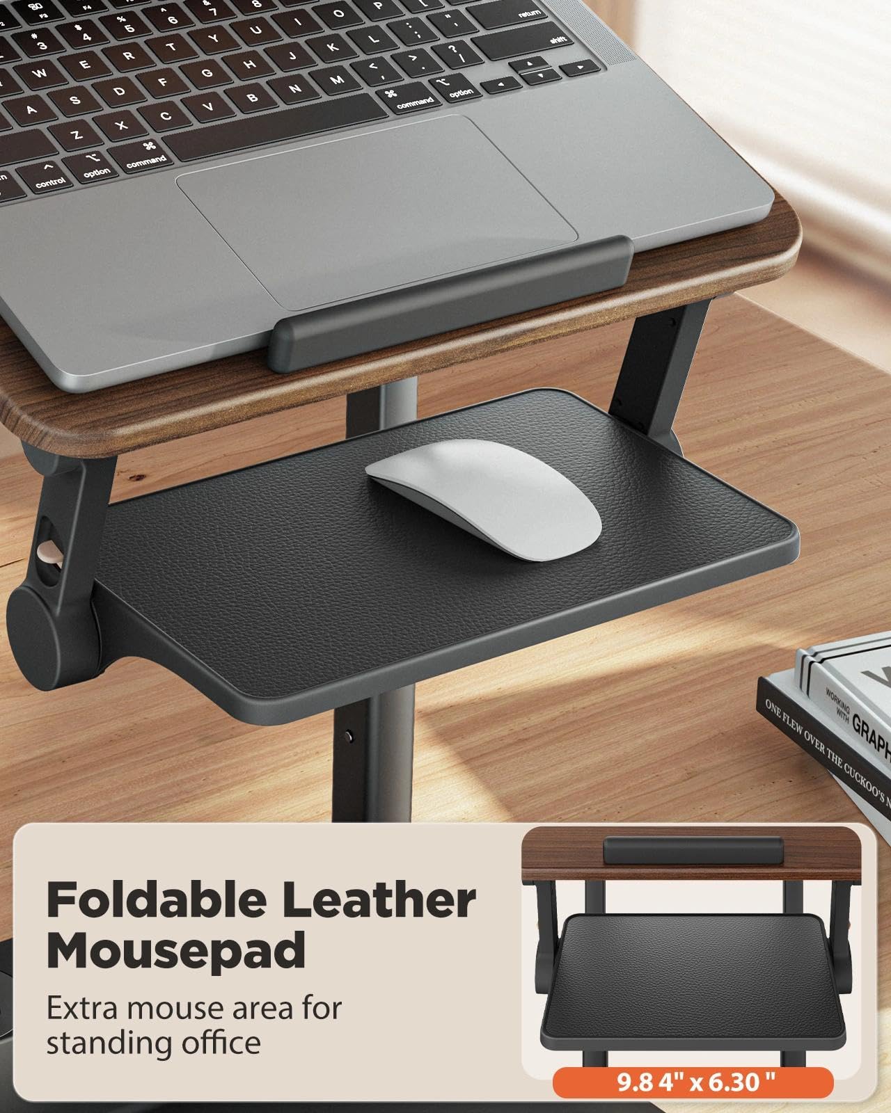 SAIJI Laptop Stand for Desk, Stable Standing Laptop Riser with Foldable Mouse Pad, Standing Computer Stand with 4 Adjustable Height Up to 20.47", Tall Stand Fit All Laptops Under 17.3"