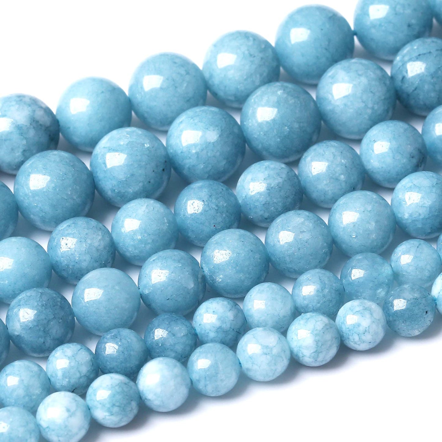 Blue Chalcedony Natural Stone Beads Gems Round Loose Beads Jewelry Making DIY Bracelet Necklace Accessory 1 Strand 60PCS 6MM 15"