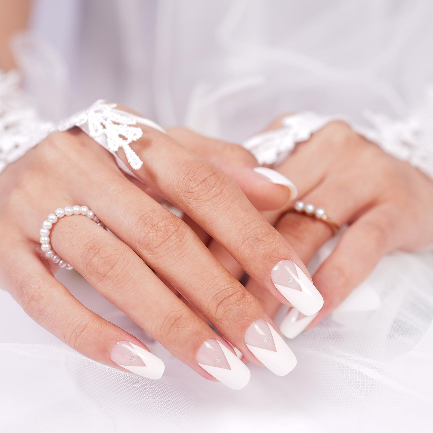 DANNI & TONI Semi Cured Gel Nail Strips White Tipped French Gel Nail Wraps 28 Stickers | Crisp Vow