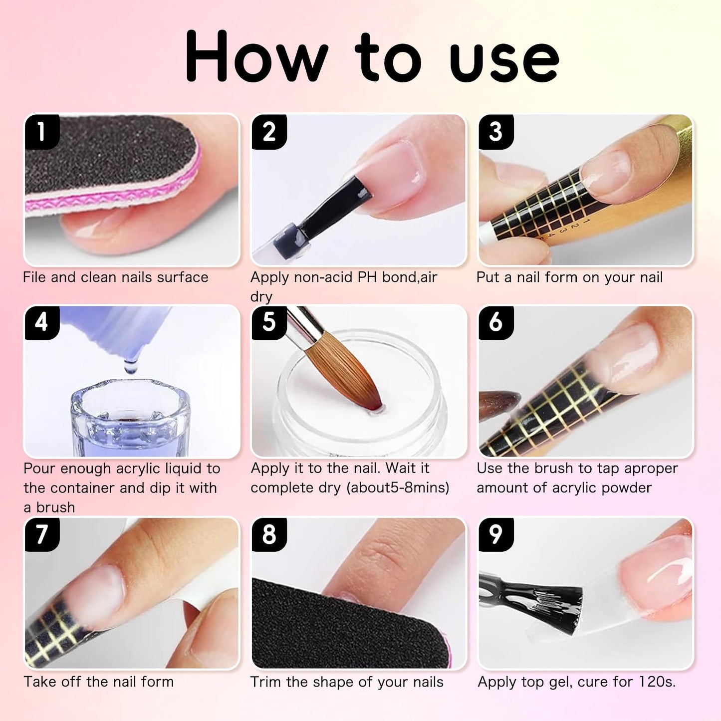 16 Color Acrylic Nail Powder Kit - for DIY Nail French Extensions & 3D Art, No Lamp Needed, Non-Yellowing, Professional Salon Quality, Bubble Free & Long Lasting