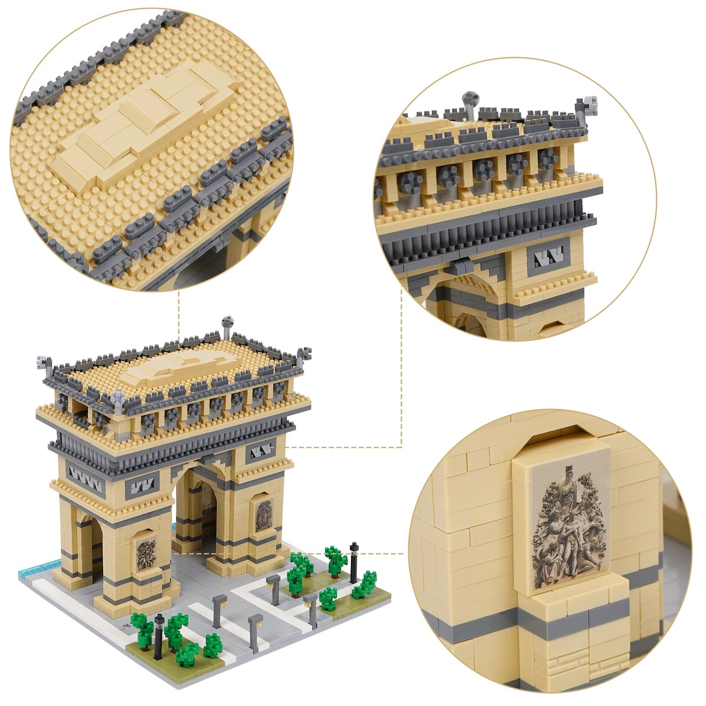Geniteen Building Blocks Set Arc De Triomphe Model Micro Building Blocks 2020 PCS Famous Architecture Building Kit, Gifts for Kids and Adult