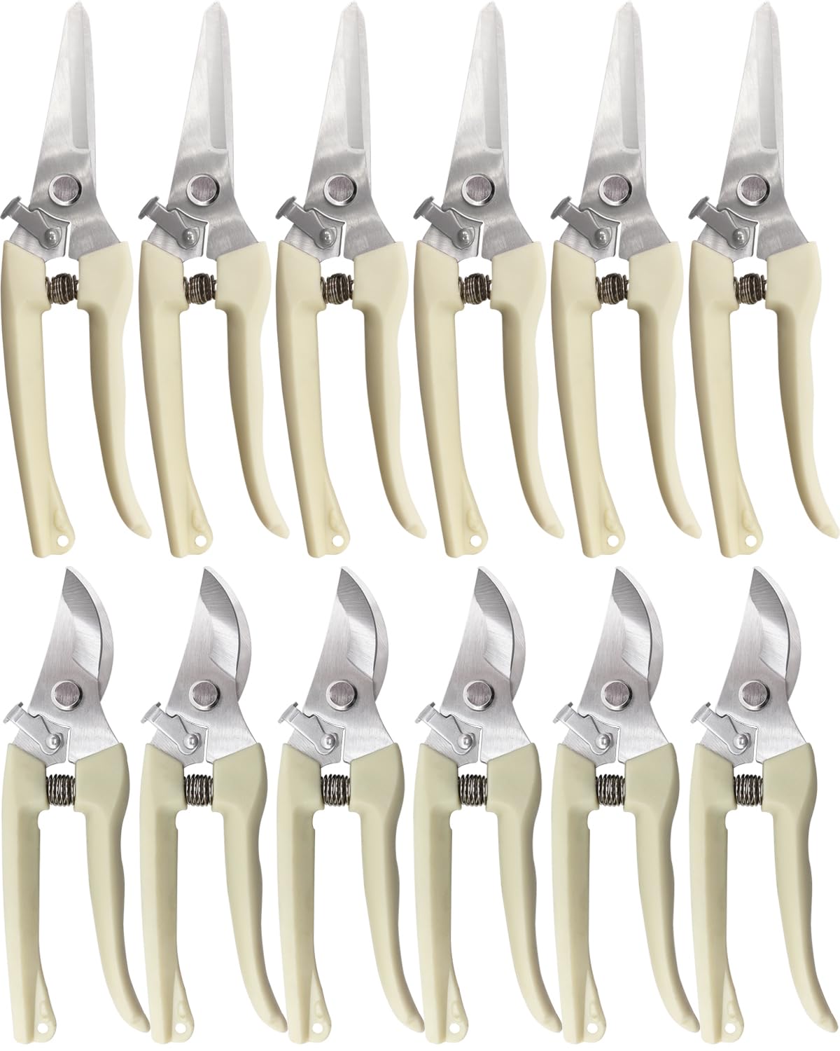 Pruning Shears for Gardening - 12 Packs Stainless Steel Garden Shears for Cutting Flowers Stems, Plants, Bonsai, Fruits Picking (Yellow)
