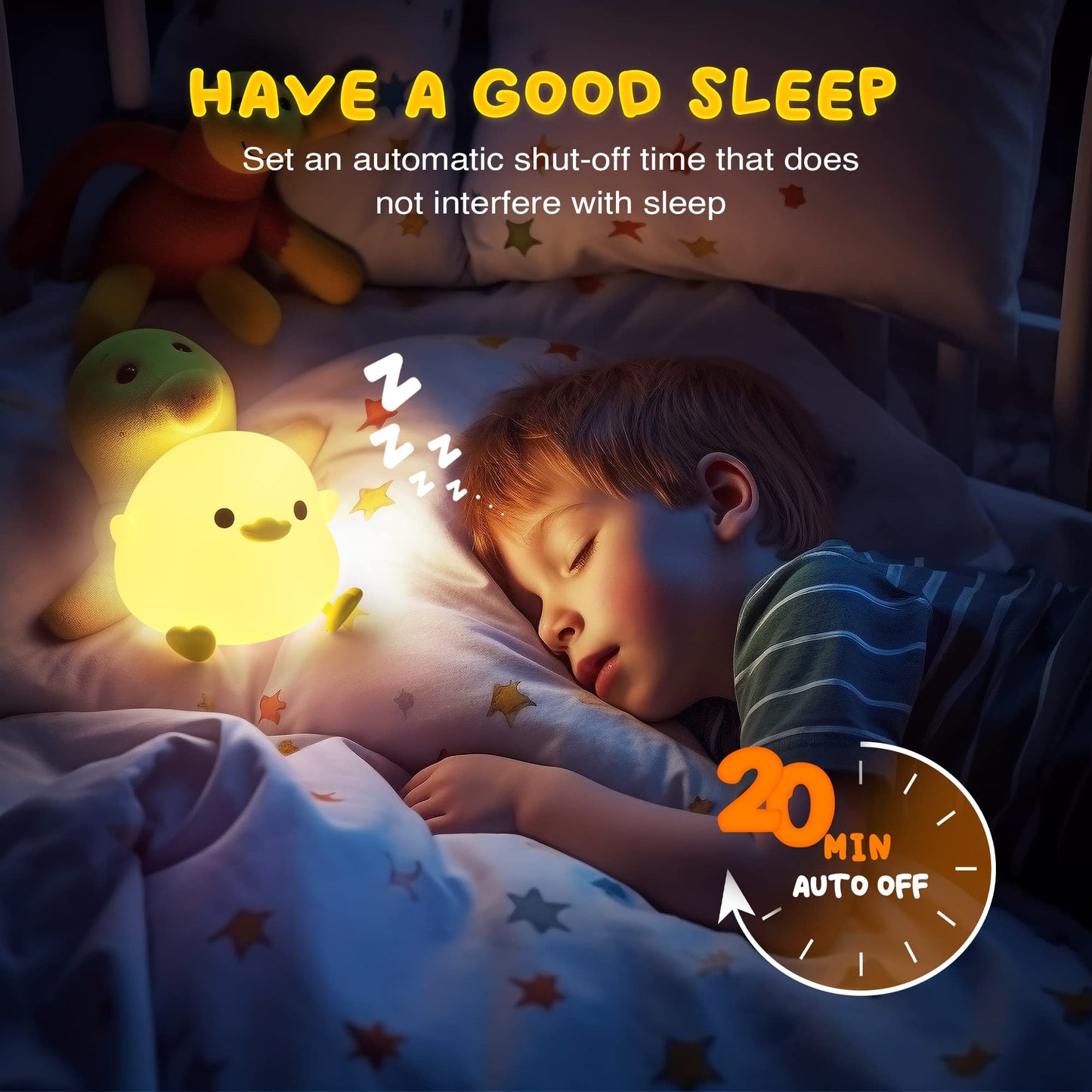 UNEEDE LED Cute Bean Duck Night Light, DoDo Duck Silicone Nursery Night Light Squishy Dimmable Rechargeable Table Bedside Lamp with Touch Sensor for Bedrooms, Living Room Unique Dorm Decor Gift Toy