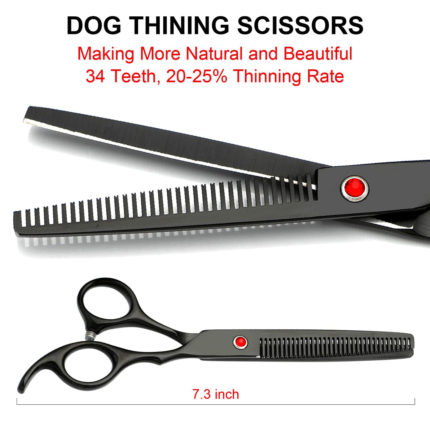 Professional Dog Grooming Scissors kit Black 5 in 1, Dog Shears for Grooming 6CR Premium Stainless Steel Grooming Scissors Kit for Dogs Cat Pet