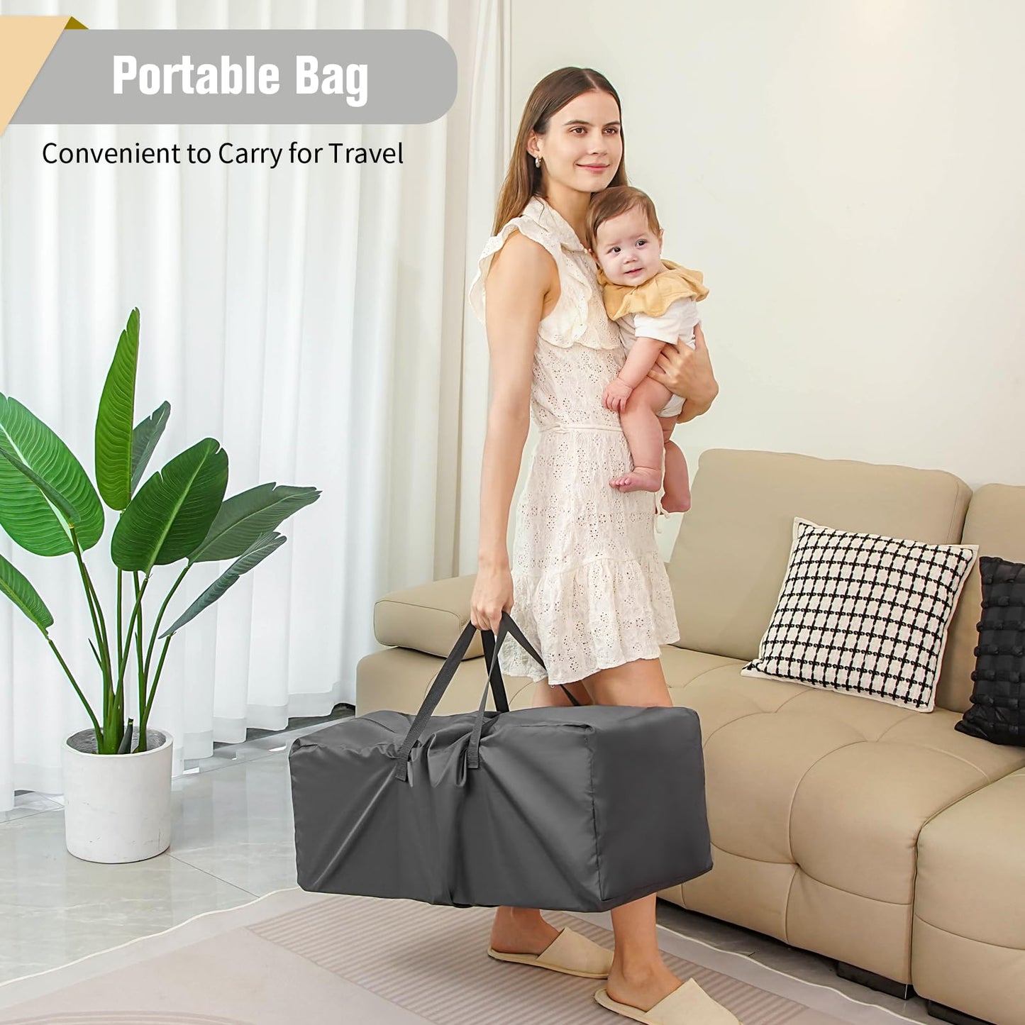 Baby Bassinet 5 in 1 Pack and Play,Baby Crib Adjustable Beside Sleeper One-Second &One-Hand Setup,Portable Playard Foldable Playpen for Newborn,Babies and Toddlers with Changing Table,Mattress (Grey)