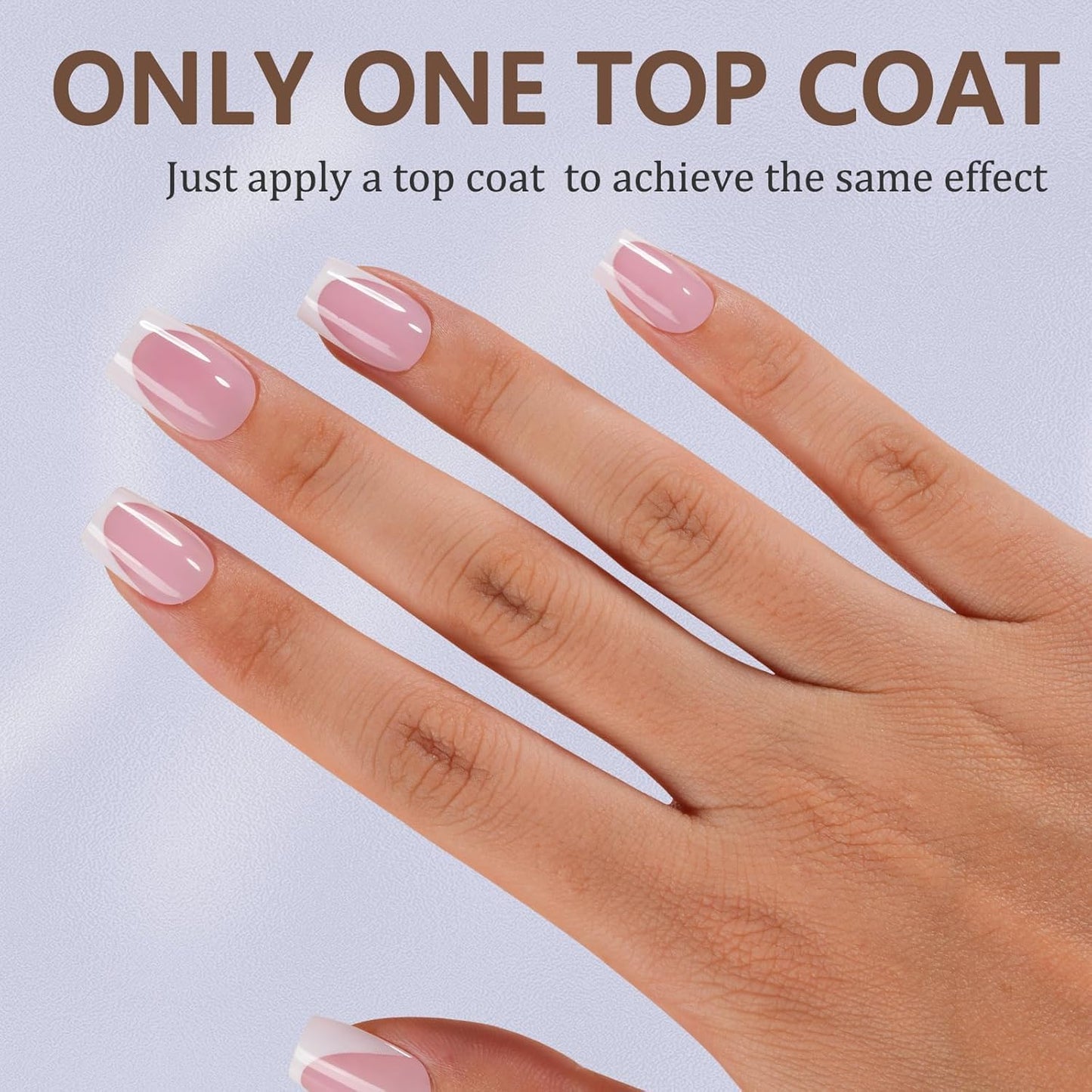 Misssix French Tip Press On Nails, 150Pcs French Gel Nail Tips Short Square, Pink White Soft Gel Fake Nails, X-BASIC Tips Starter Kit for Nail Art DIY 15 Sizes