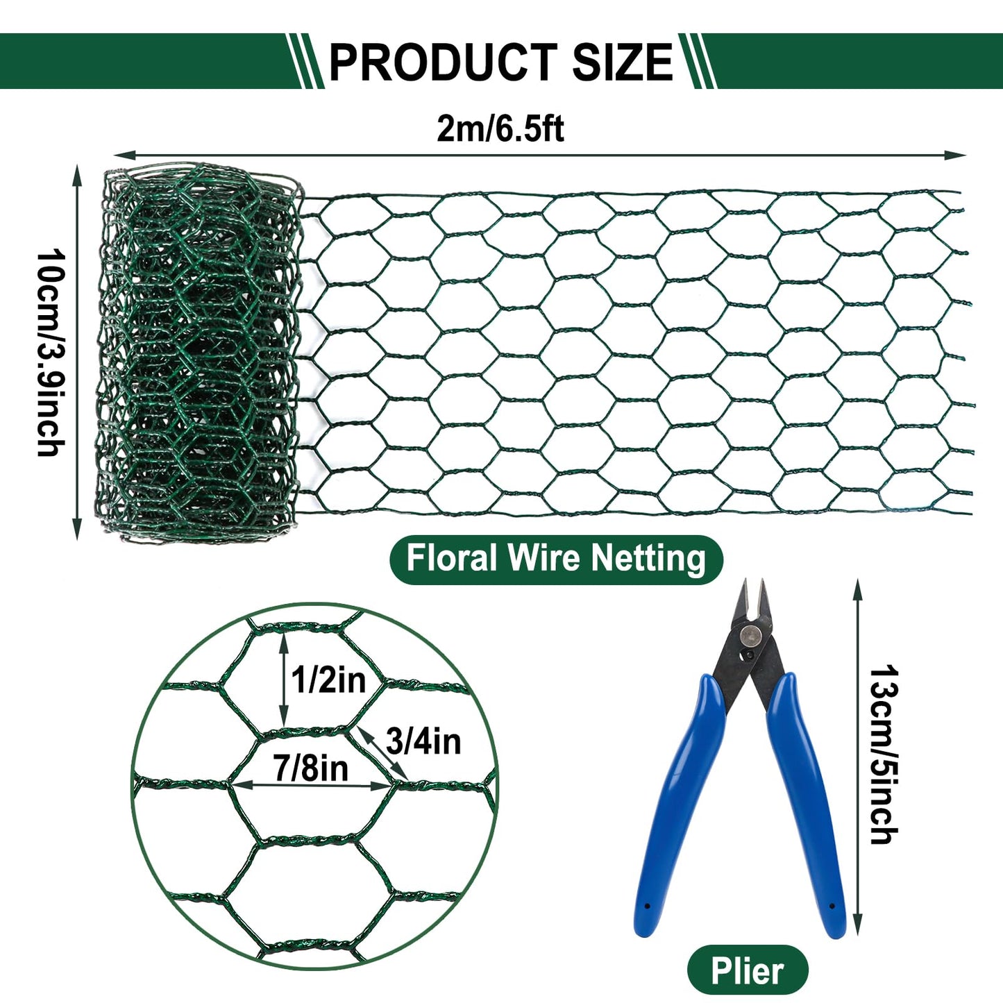 Floral Wire Netting, 4 x 118 Inch Mesh Netting with Plier, Protect Plant & Decorate Flower Arch, DIY Craft