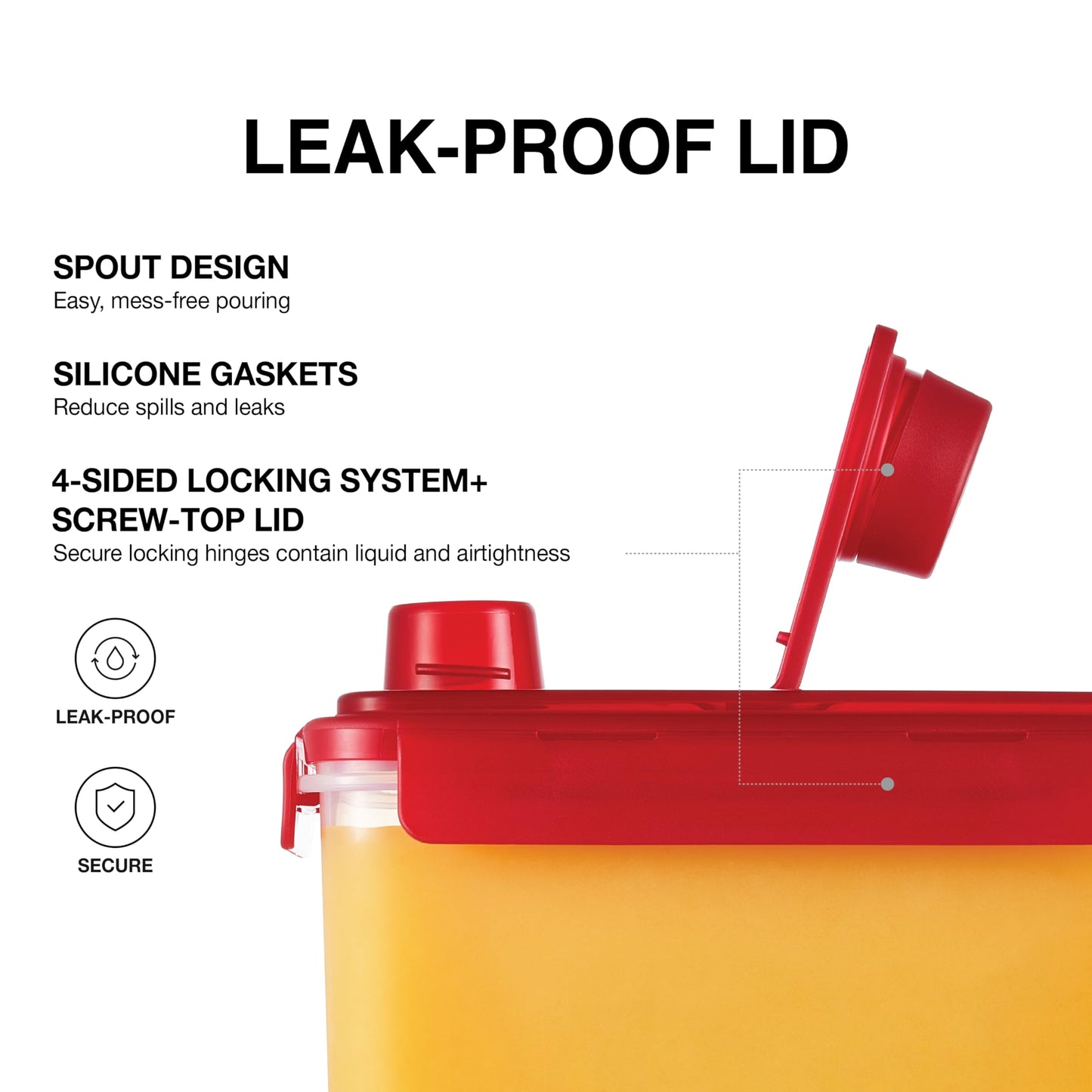 LocknLock Aqua Fridge Door Water Jug | Clear Pitcher | BPA Free Plastic Pitcher with Lid | 1 Gallon Pitcher with Lid for Water, Juice, Tea & More Beverages, Red