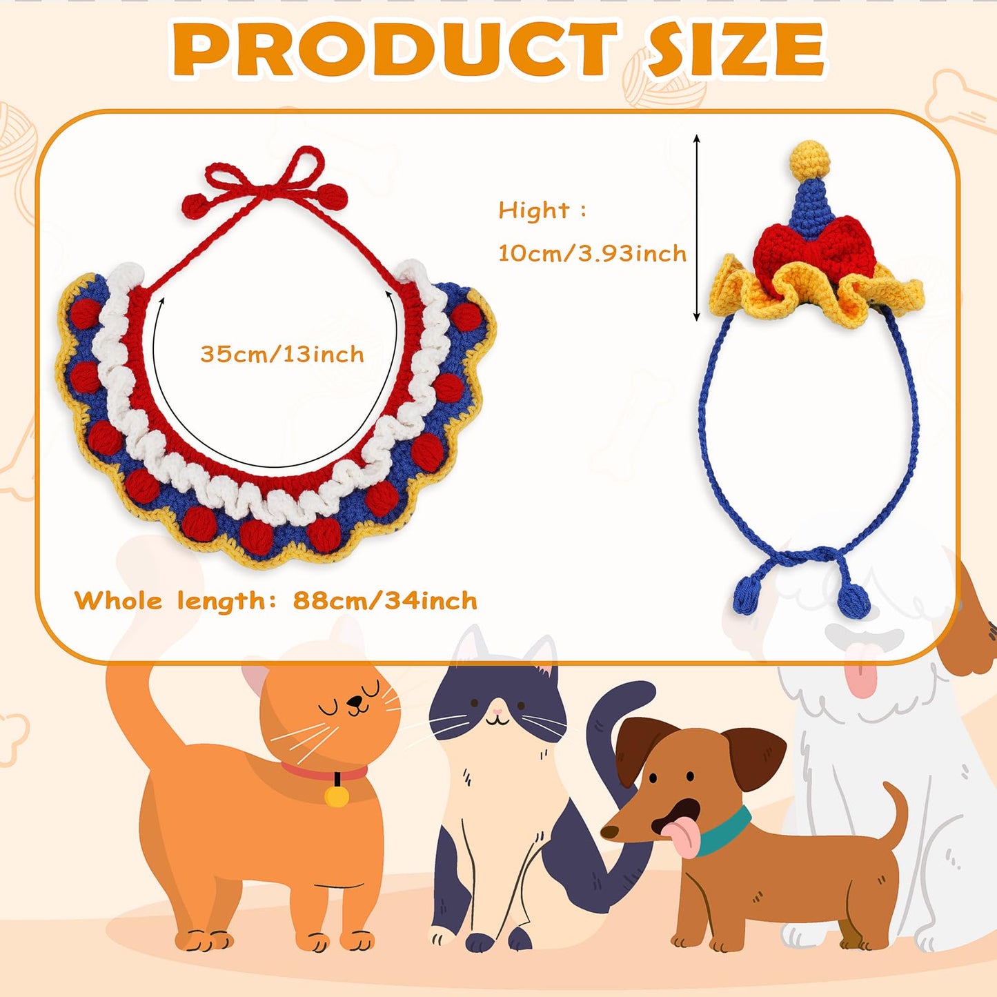 Alvian Crochet Kit for Beginners Adults Cat Collar Kit Crochet Starter Kit Adjustable Knitted Crochet Pet Scarf Hat Set with Video Tutorial Handmade Crochet Pet Gift