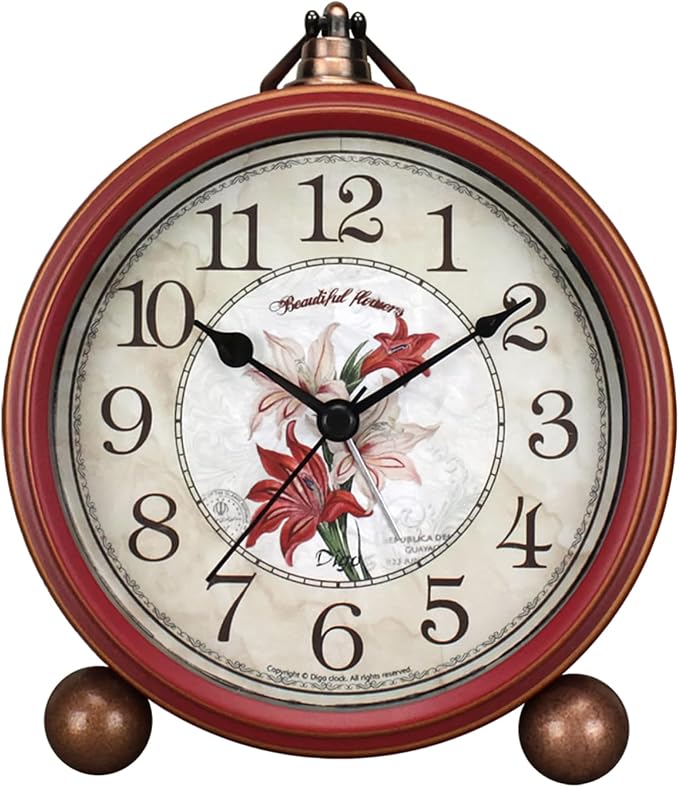 Maxspace Classic Vintage Clock - Elegant and Decorative Analog Clock,Silent Non-Ticking Clocks with Distressed Metal Frame for Office, Living Room or Bedroom