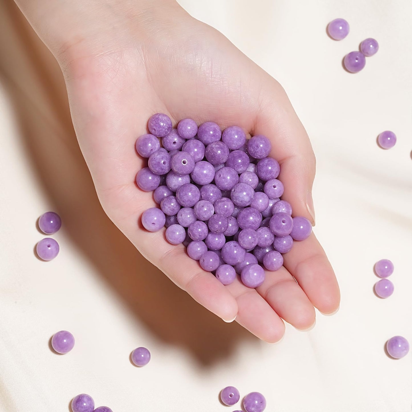 10mm Natural Lavender Purple Chalcedony Gemstone Beads Polished Round Smooth Stone Beads for Bracelets Jewelry Making 15inch Loose Beads