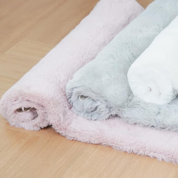 Ghouse Faux Rabbit Fur Round Rug 3ft Grey Round Rugs for Bedroom Decor Fluffy Area Rugs for Living Room, no-Shedding Carpet Sheepskin Washable Rug Rome Decor