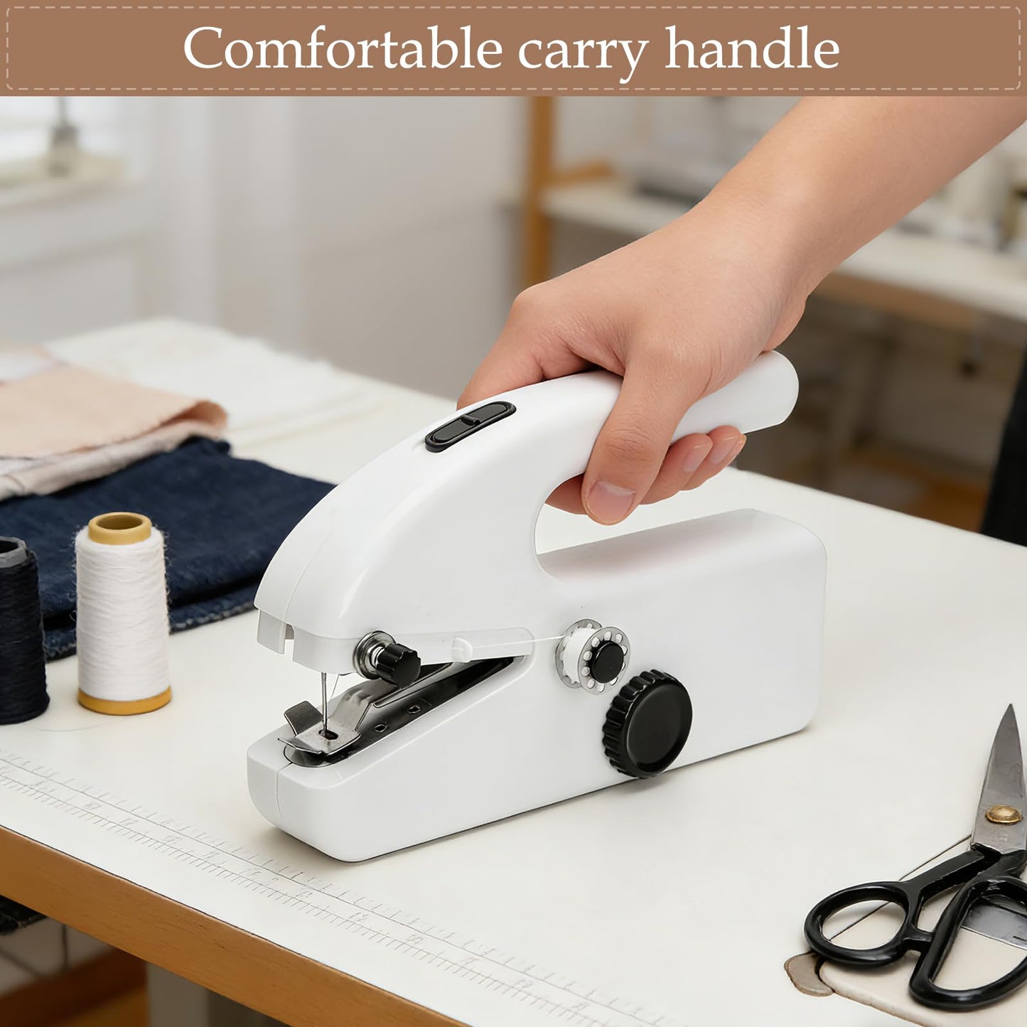 Hand Held Sewing Machine for Adults & Beginners, with a 15 PCS Basic Sewing Kit, Portable Mini Hand Sewing Machine, Dual Power (AC/DC) for Quick Repairs, DIY Projects on Clothes, Jeans, Home & Travel