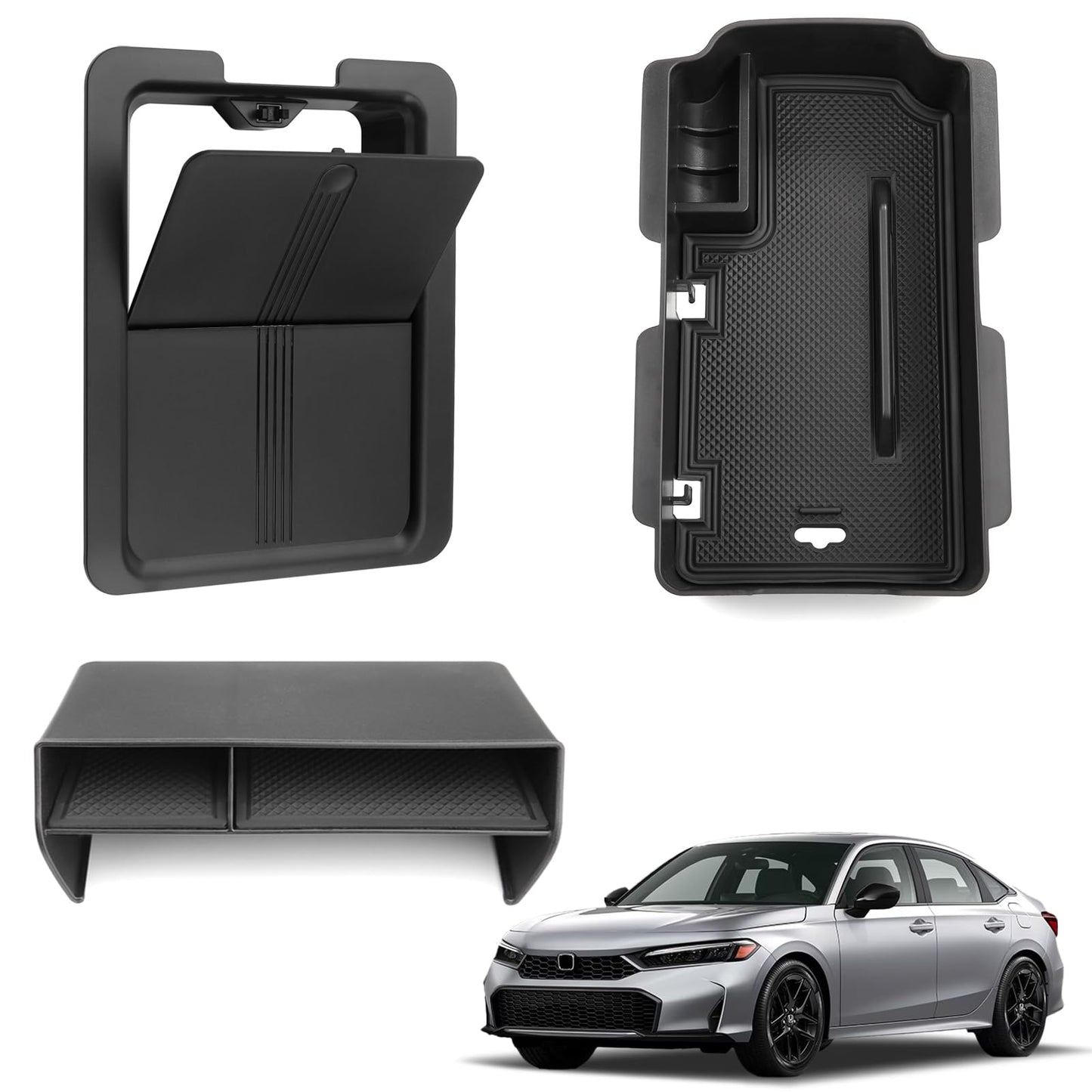 Thenice for 11th Gen Civic Center Console Organizer Armrest Box Tray Glovebox Hidden Storage Compartment Compatible with Honda Civic 2026 2025 2024 2023 2022 Accessories -3PCS