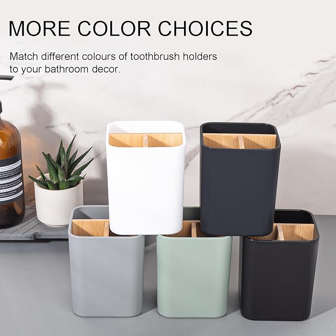 Toothbrush Holder for Bathrooms, 3 Slots Toothbrush and Toothpaste Holder Bathroom Counter Organizer for Electric Toothbrushes, Floss, Razors - White