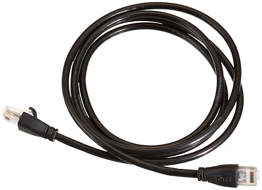 Amazon Basics RJ45 Cat 6 Ethernet Patch Cable for PC, TV, Tablet, Router, Printer, 1Gpbs Transfer Speed, Gold-Plated Connectors, 5 Foot, Black