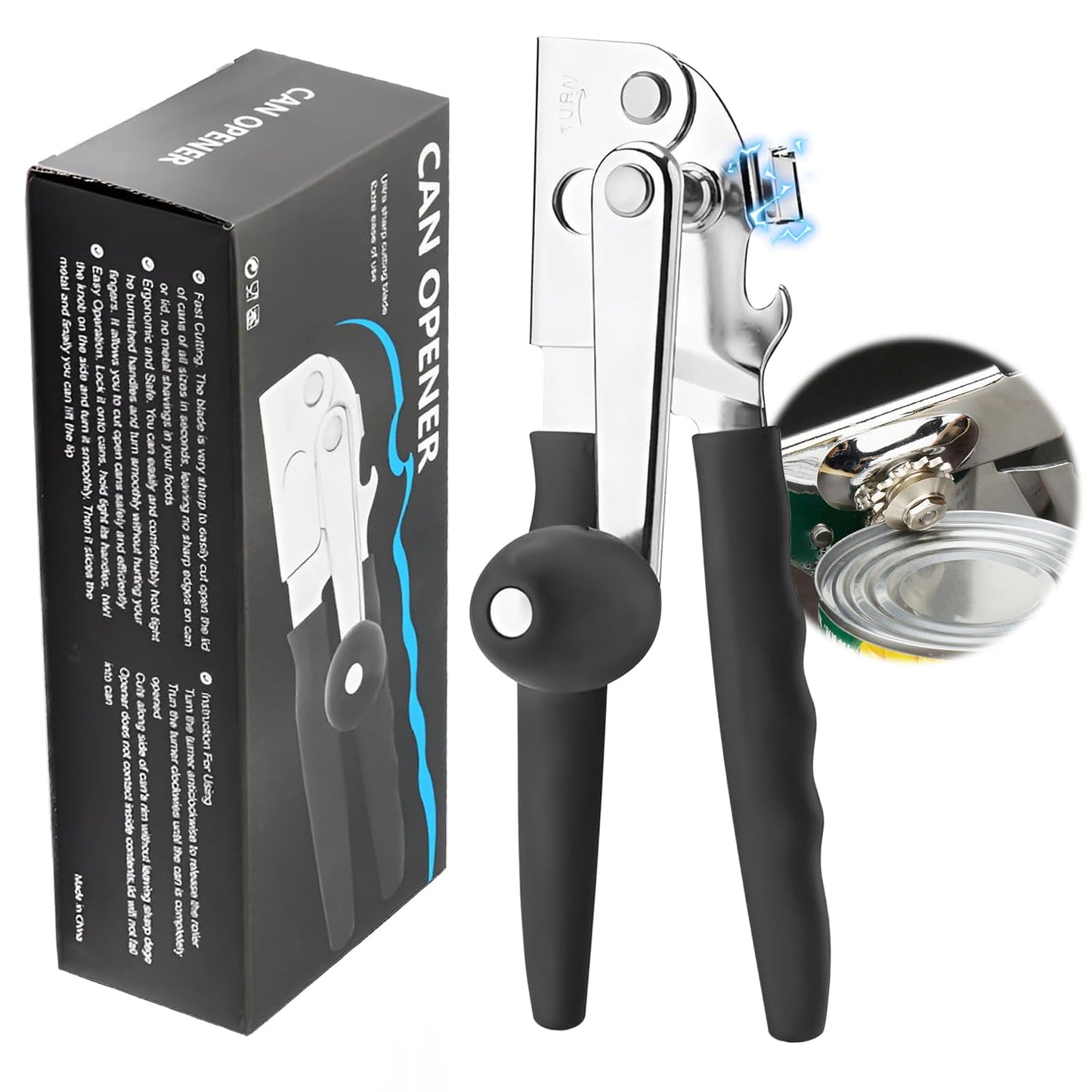 Roryimke Commercial Can Opener Manual Heavy Duty Stainless Steel Handheld Smooth Edge Can Opener for Seniors for Kitchen