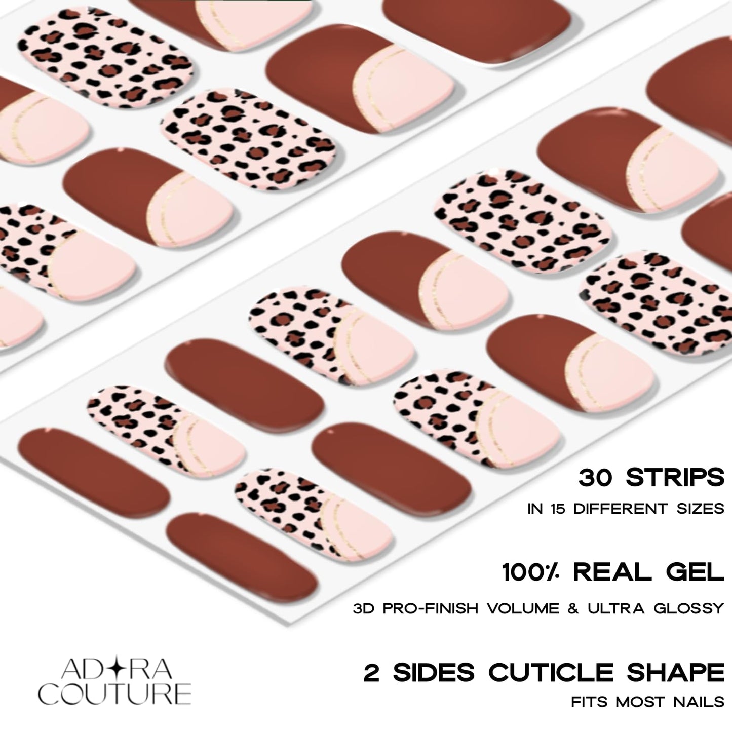 Semi Cured Gel Nail Strips with 30 Pieces – UV Gel Nail Stickers & Nail Wraps, Complete Manicure Kit Includes Prep Pads, Nail File and Wooden Stick, Easy Application, UV Light Required (Savanna Glaze)