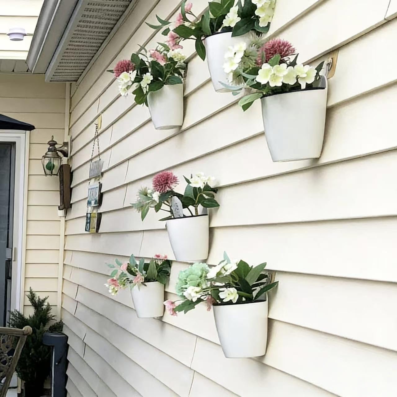 ORIMERC 6 Pack Hanging Planter Wall Planter Self Watering 5 inch Plant Pot with Hardware Vertical Planter Outdoor Indoor Plants Herb Garden Home Décor Kitchen Balcony Railing Shelf Fence (Medium)