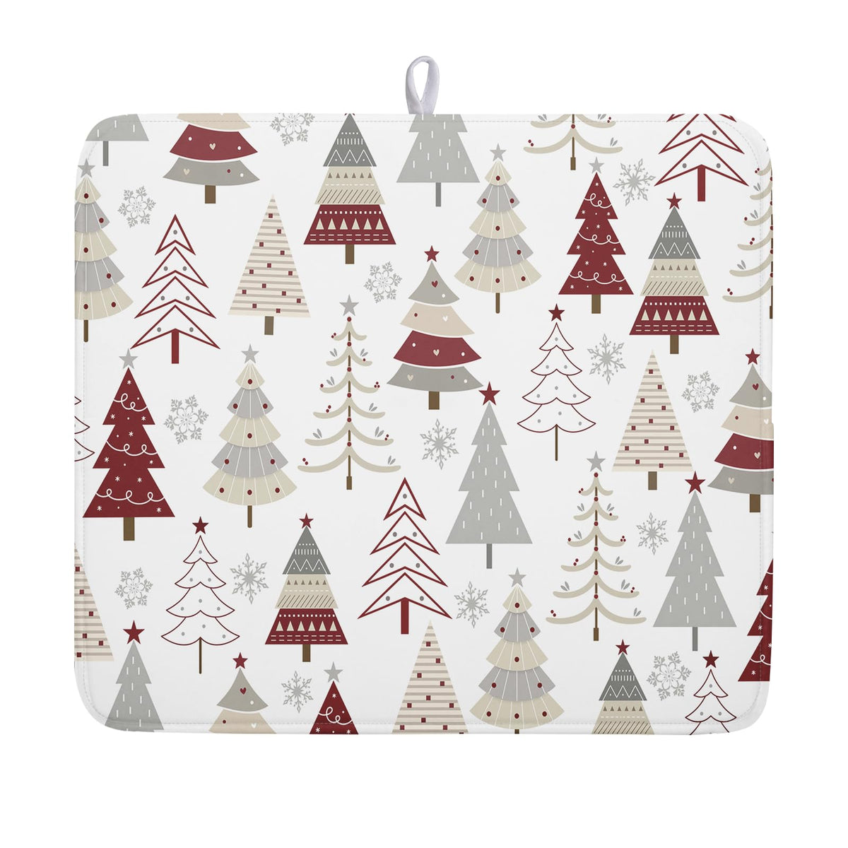 Christmas Tree Dish Drying Mat for Kitchen Counter Christmas Pine Tree Dish Drying Mat 16x18 Inch Geometric Winter Dish Draining Mat Absorbent Reversible Dish Pad Kitchen Accessories Table Protector