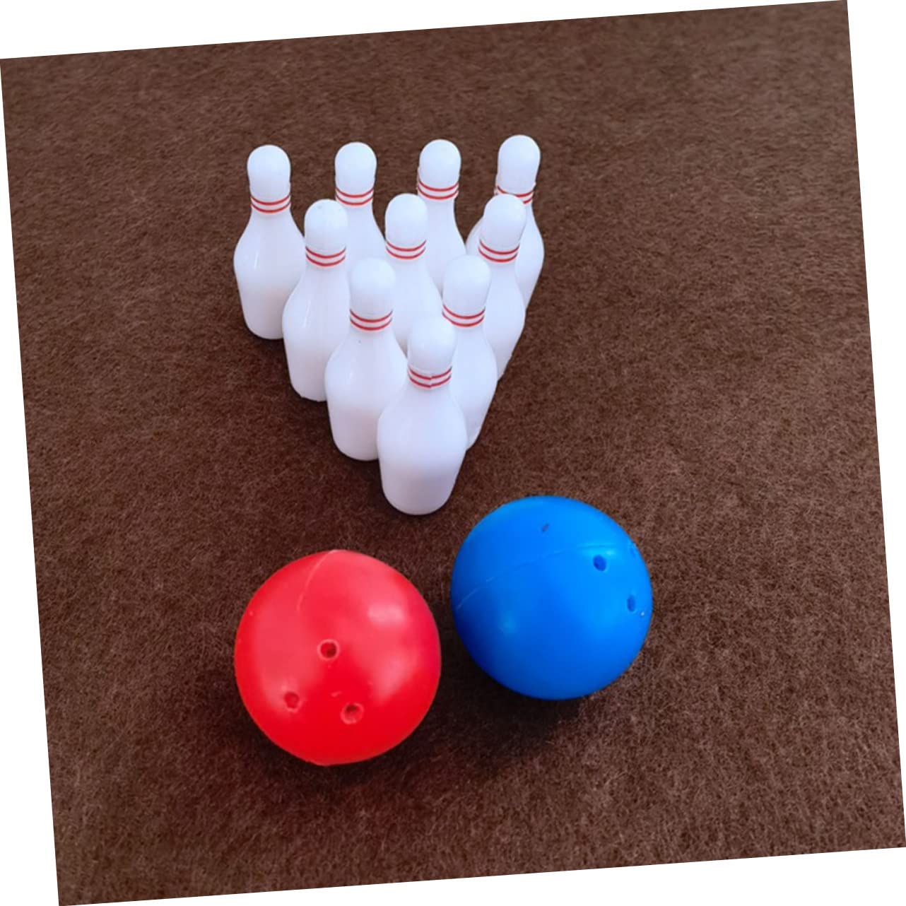 Toyvian Miniature Bowling Model Set with Durable Mini Bowling Pins and Ball for Dollhouse Accessories and Kids Play Realistic Mini House Decoration