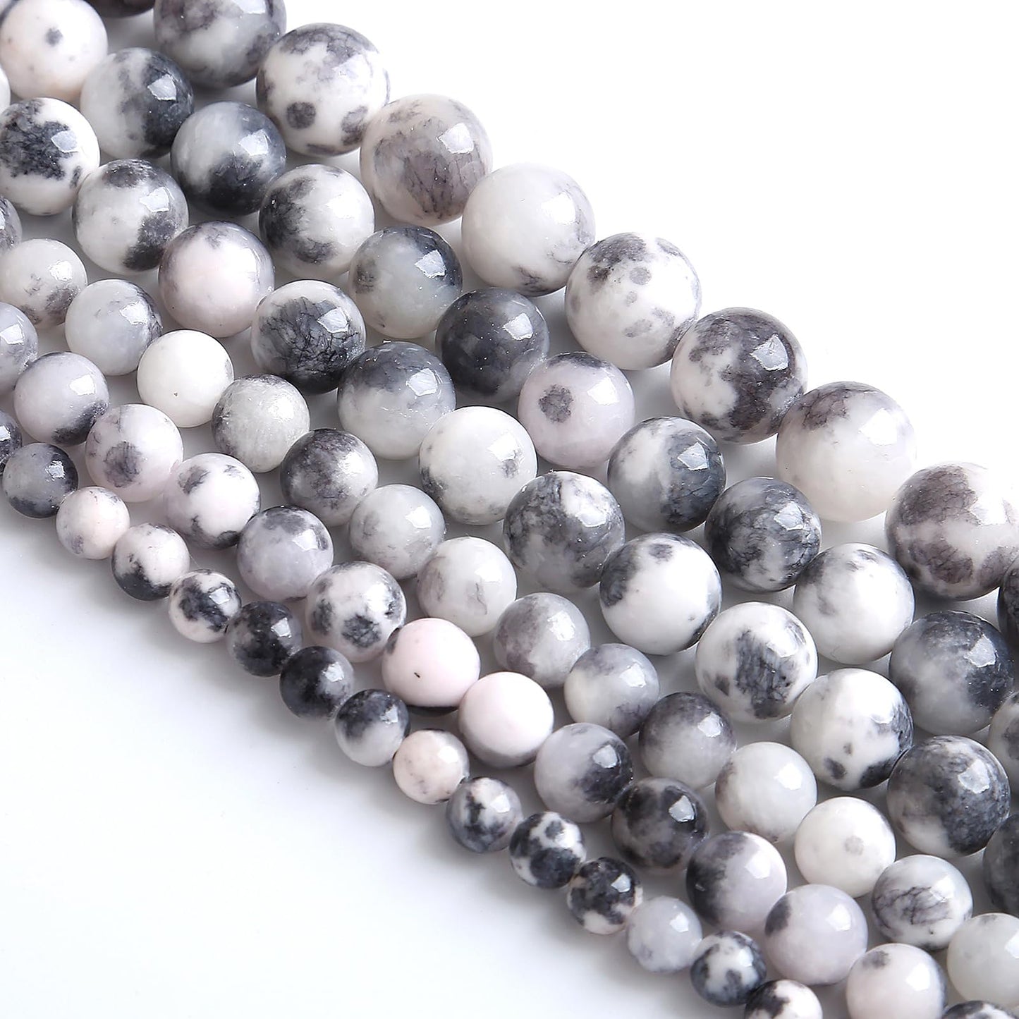 8MM 46PCS Black White Persian Jade Spacer Loose Beads for Jewelry Making DIY Bracelet Necklace