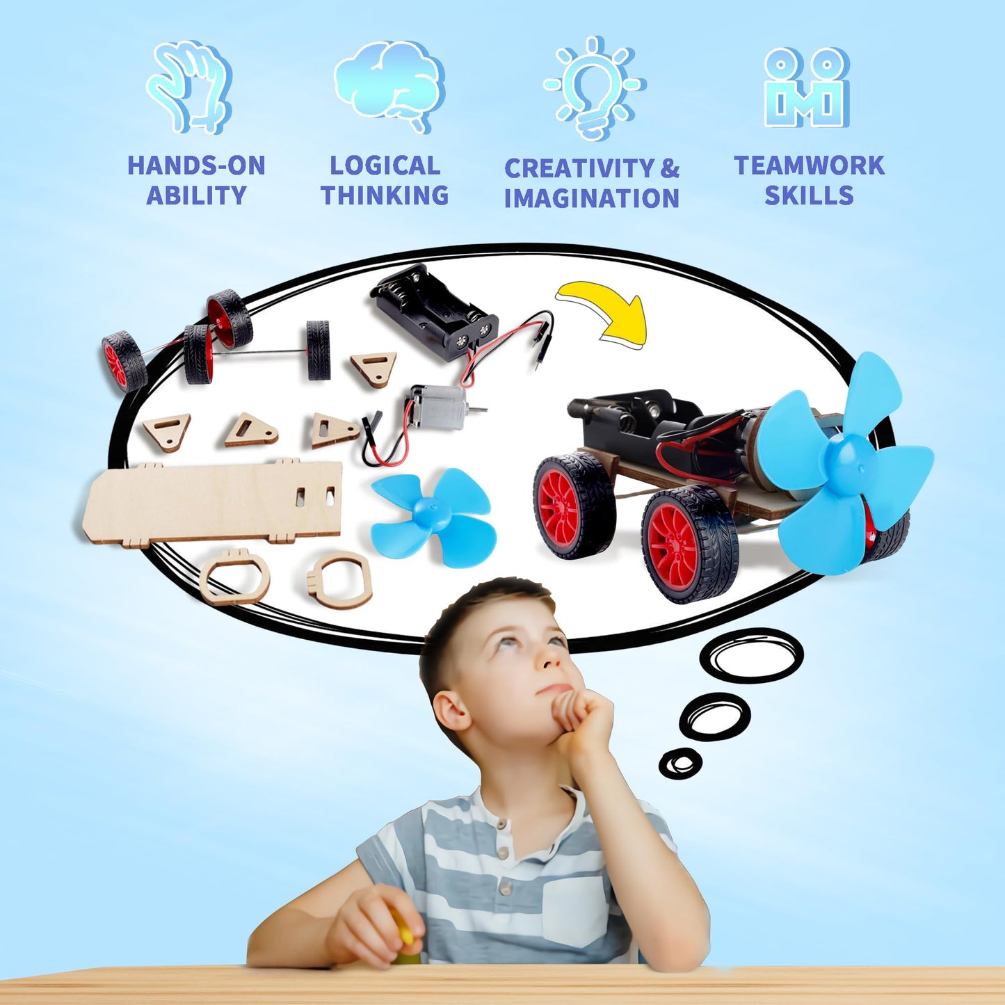 STEM Kits for Kids Age 8-10-12-14, Science Kits for Kids Age 8-12, STEM Toys Gifts for Boys Age 8 9 10 12 13 14, Car Building Science Experiment Projects 9-12, Solar Power & Engineering Kit