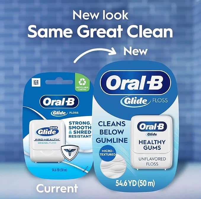 Oral-B Glide Healthy gums, unflavored floss 50M (Pack of 6)