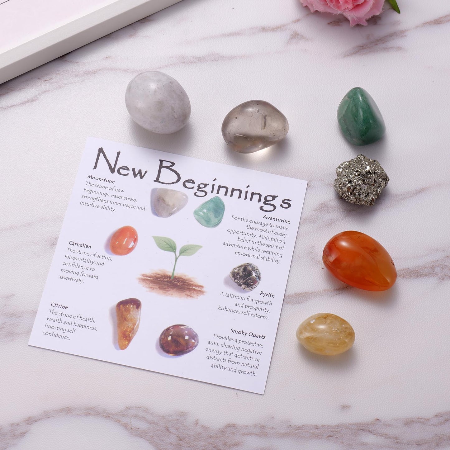 New Beginnings Crystal Set for Women, 6 Natural Healing Crystals for Fresh Start and New Chapter, Spiritual Encouragement Stones for Graduation Divorce New Job Moving Away Gift