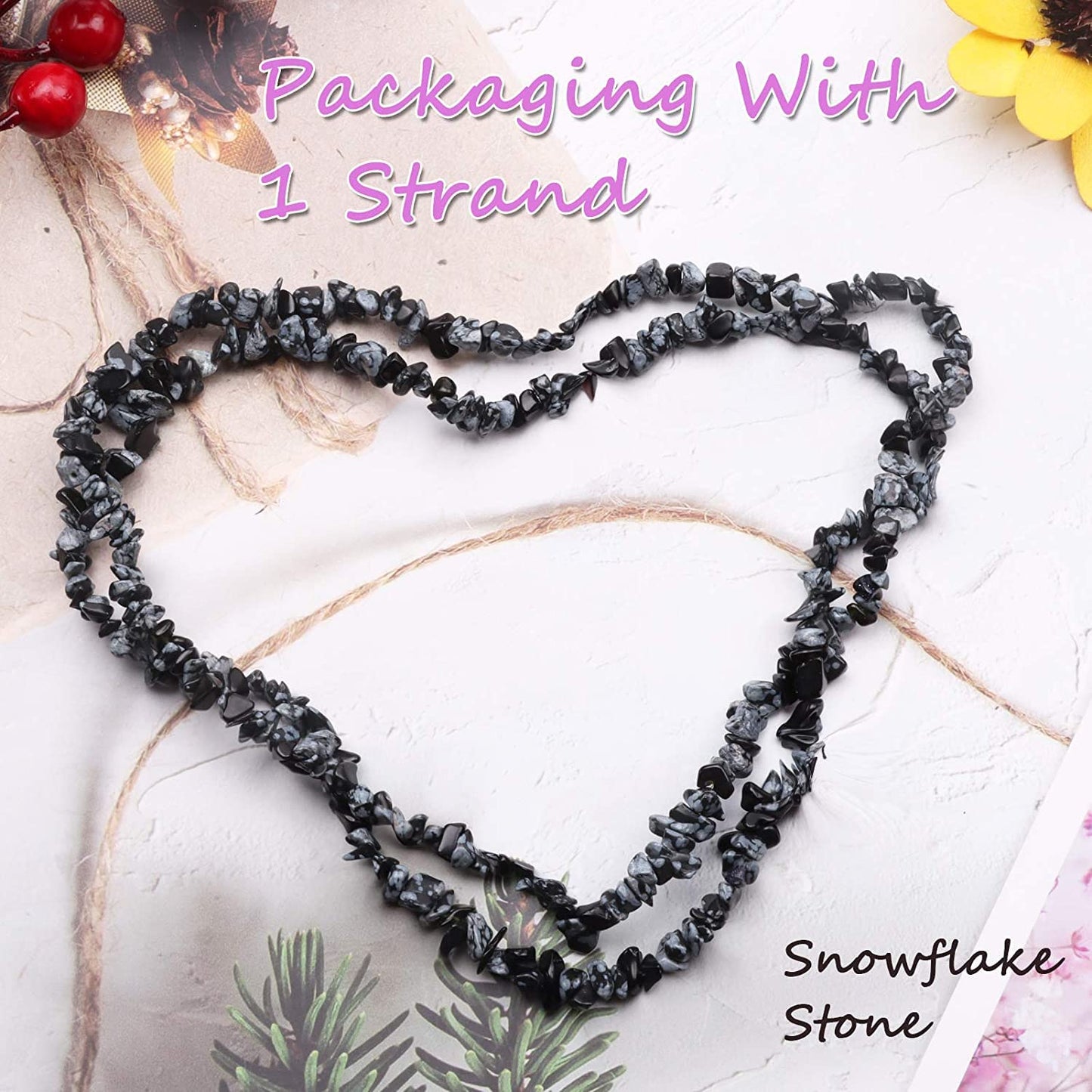500 pcs Natural Chip Stone Beads, Snowflake Stone 5-8 mm Irregular Gemstones Healing Crystal Loose Rocks Bead Hole Drilled for Jewelry Making Bracelet