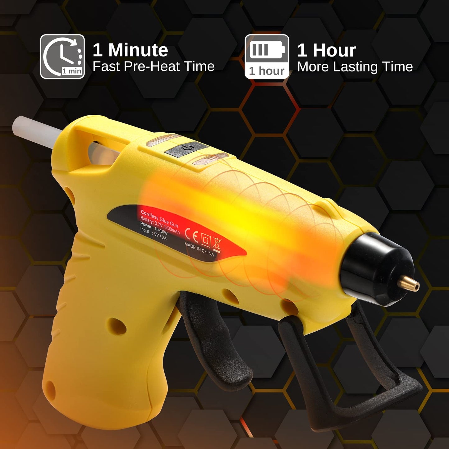 SainSmart Mini Cordless Hot Glue Gun with Anti-Drip Design and 20 Glue Sticks for Christmas Decorations, DIY, Creative Crafts & Arts, and Quick Repairs