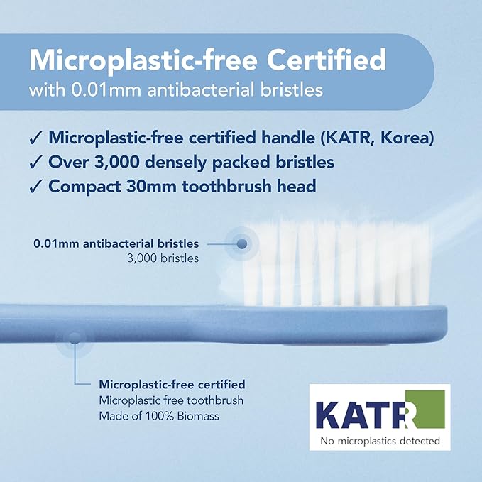 Reseio Eco Toothbrush Set with 3 Replaceable HeadsㅣSoft BristlesㅣPlastic-FreeㅣBPA-FreeㅣSustainable Oral CareㅣTravel Pouch Included - Pink