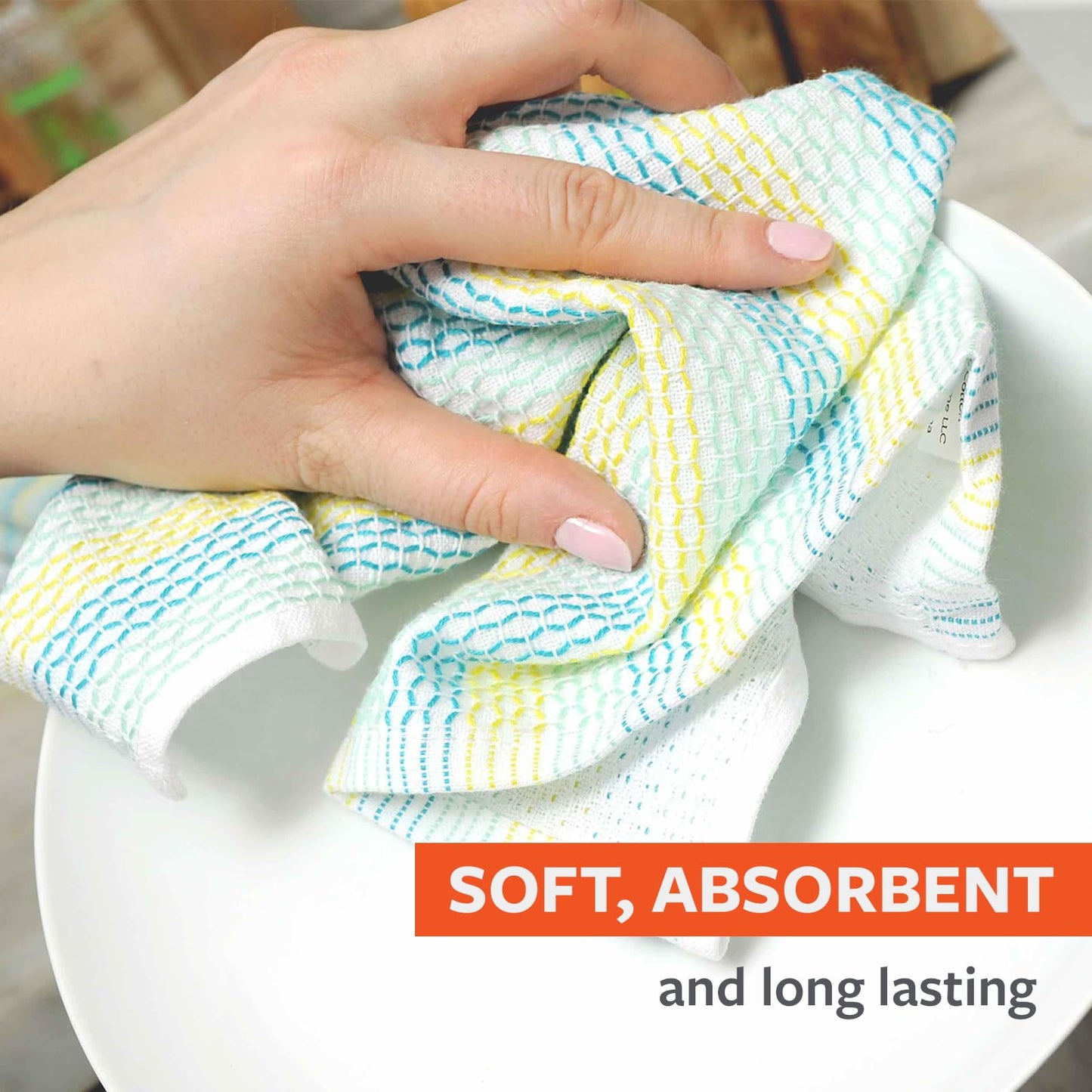 Full Circle Tidy 100% Organic Cotton Dish Cloths, Set of 3, Spring Green