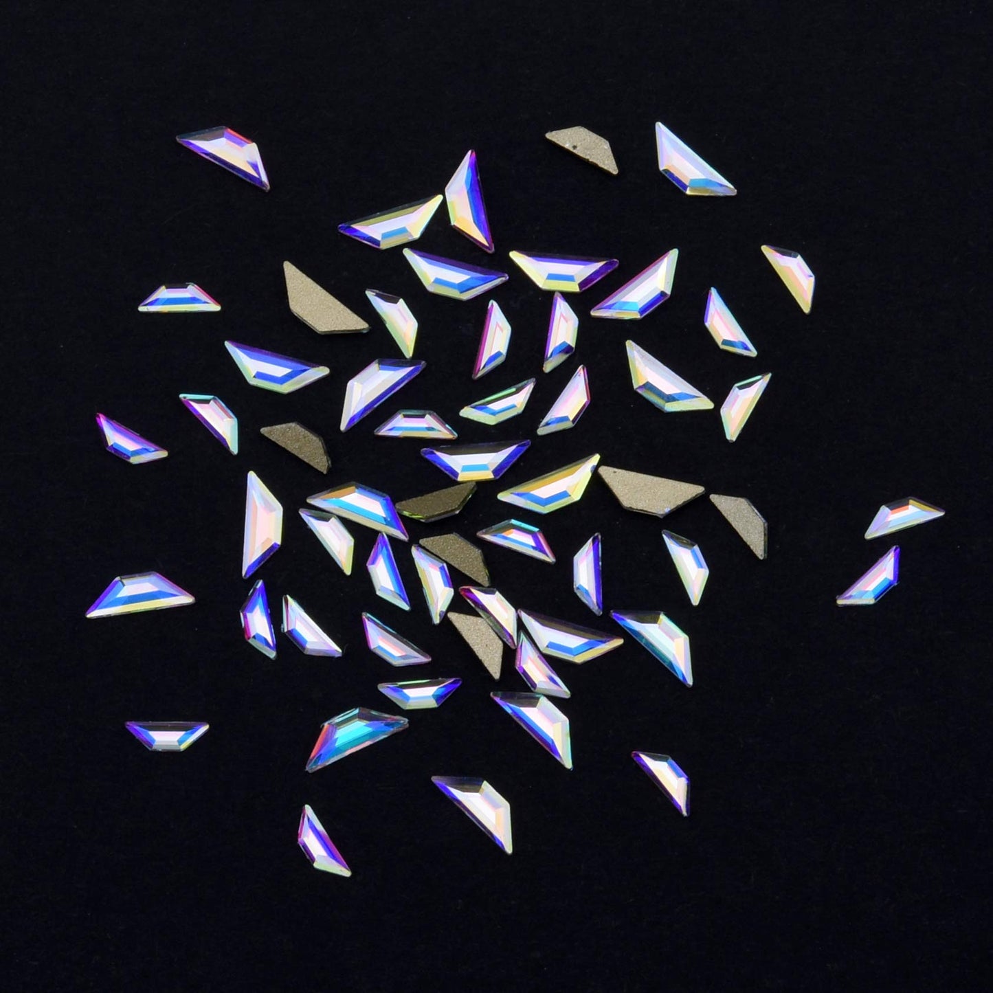 100pcs Mix Size Sparkling Crystal Ab Flatback Rhinestone Crystal Trapeze Shape Glass Gem for Nails