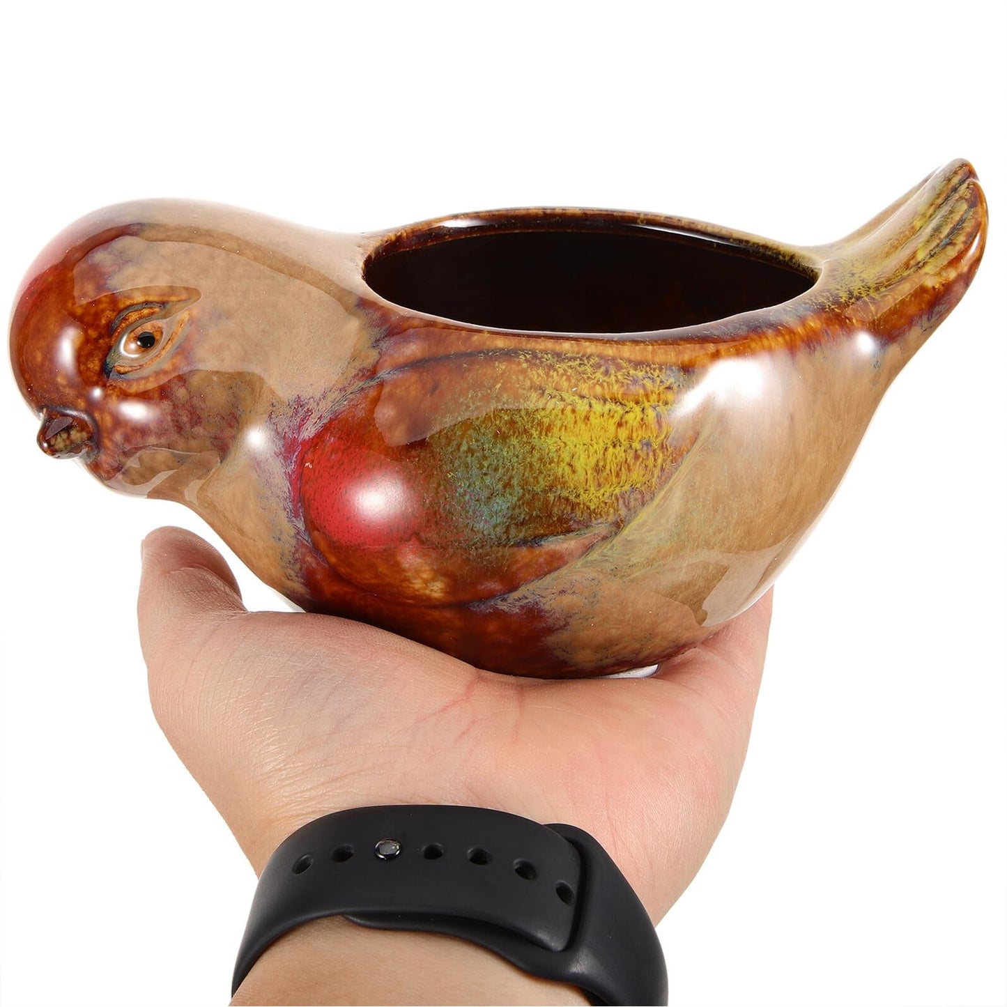 Abaodam Ceramic Succulent Planter Pot with Bird Shape for Indoor Plants, Glazed Pottery Flowerpot for Balcony Garden, Sturdy Ceramic Pot for Succulents and Cacti