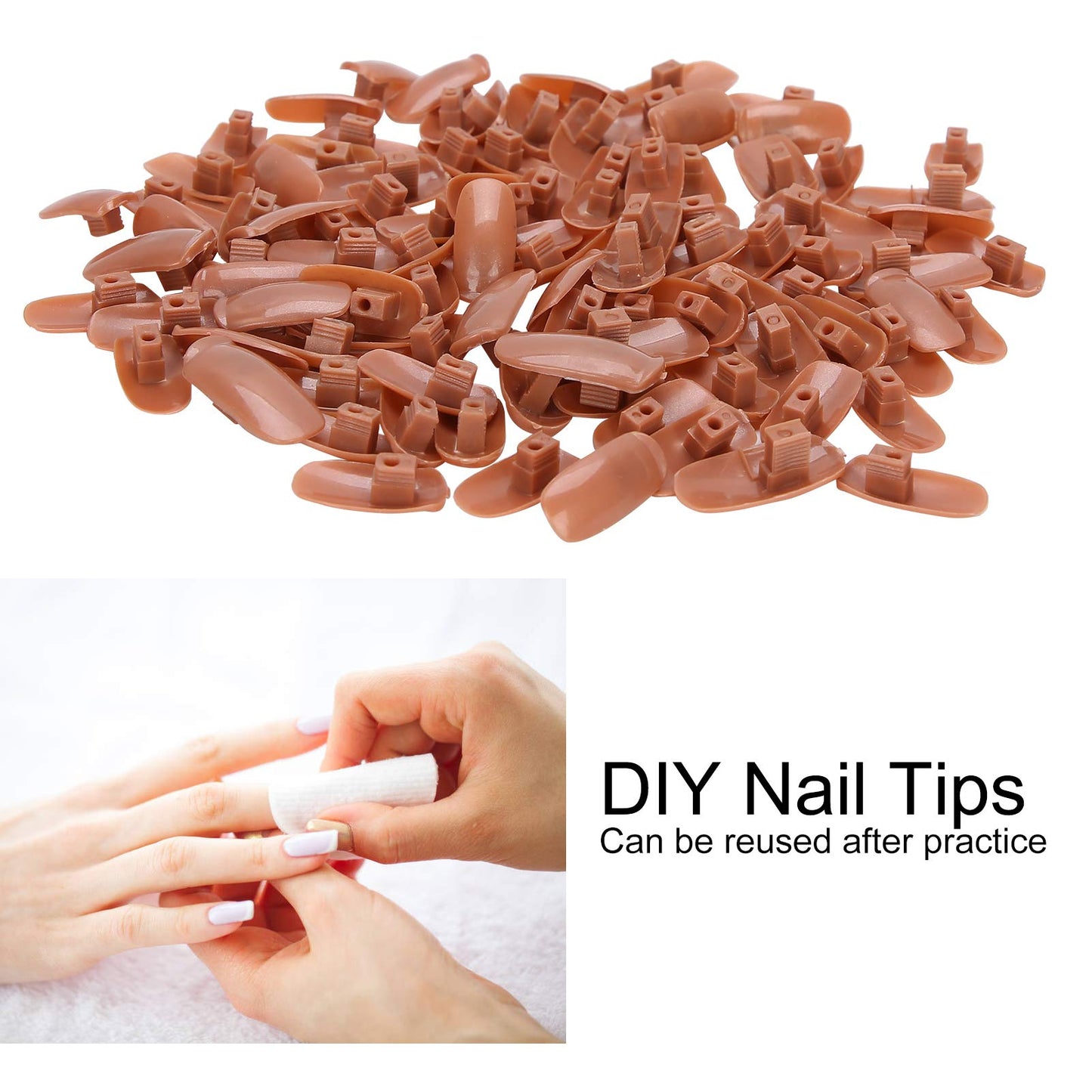 300pcs Practice Nail Tips with Strong ABS Material for Nail Art DIY, Salon Practice, and Training Practice Hand Acrylic Nails Tips