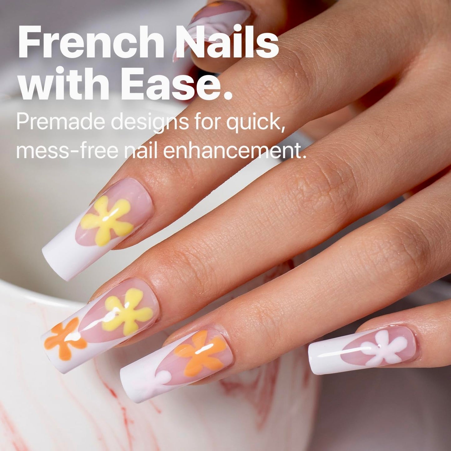 SXC Cosmetics French Tip Press On Nails Pink Medium Square 150 Pieces in 15 Sizes Ultra Fit with Pre-applied Tip Primer and Base Coat, No Need to File Fake Nails for Nail Art DIY X-Pro Tips