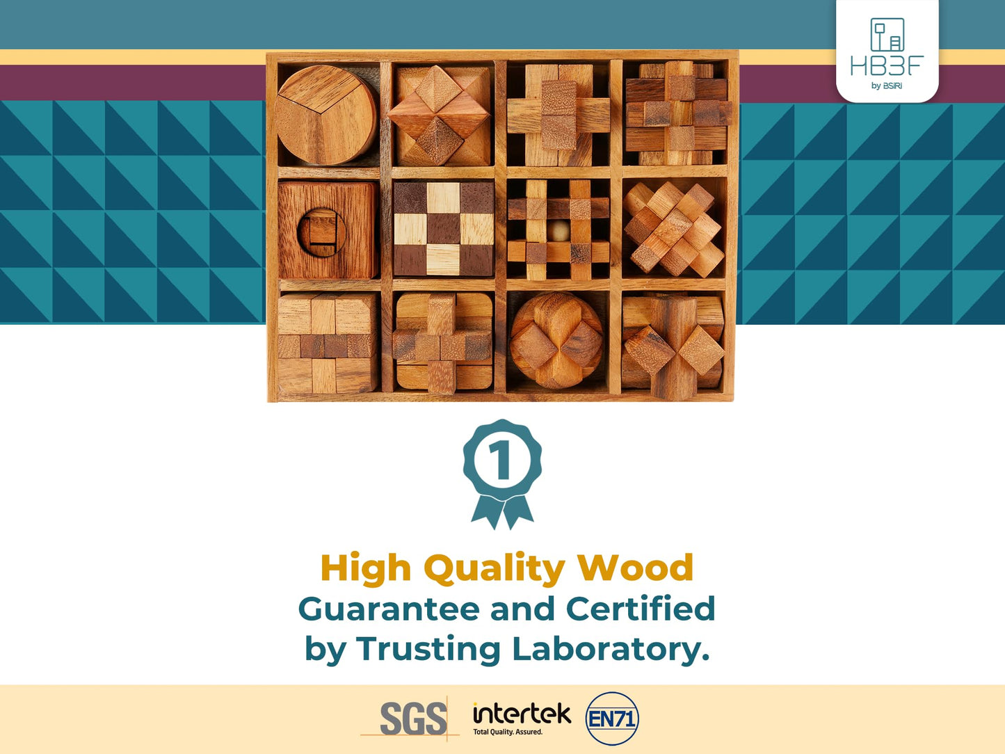 BSIRI Wooden Puzzle Box Set (12 Games) - Challenging Brain Teasers and 3D Puzzles for Adults, Interlocking Games Ideal for Patio Decor and Unique Gift for Chistmas