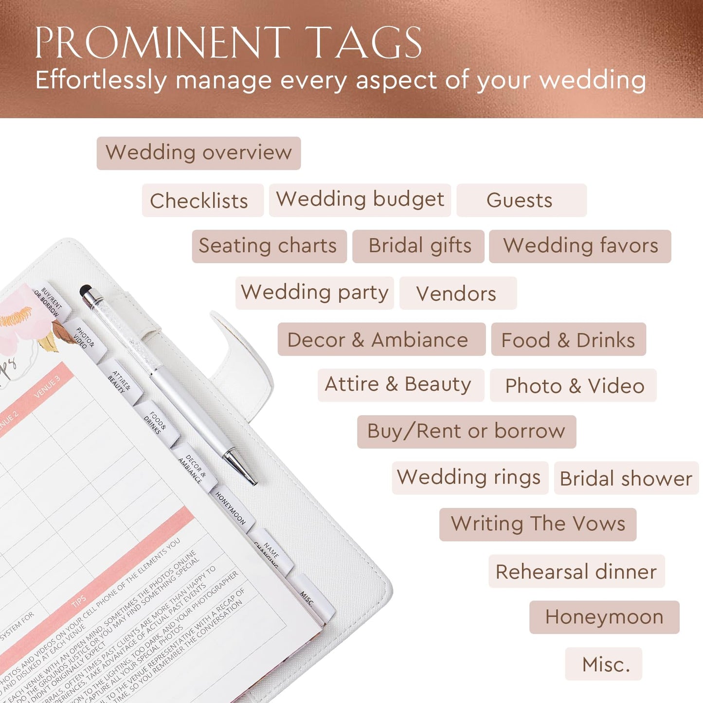 AW BRIDAL Future Mrs Wedding Planner Book and Organizer Gift Set, Personalized Destination Wedding Planners, Rose Gold Planning Gift for Bride and Engaged Couples, Cool Engagement Gifts for Her
