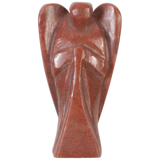 "Red Sand Jasper Gemstone Guardian Angel Healing Crystal, Hand Carved Pocket Angel Figurine - Crystals for Positive Energy, Handmade Mini Statue for Love, Peace & Healing, Natural Gemstone Figurine"