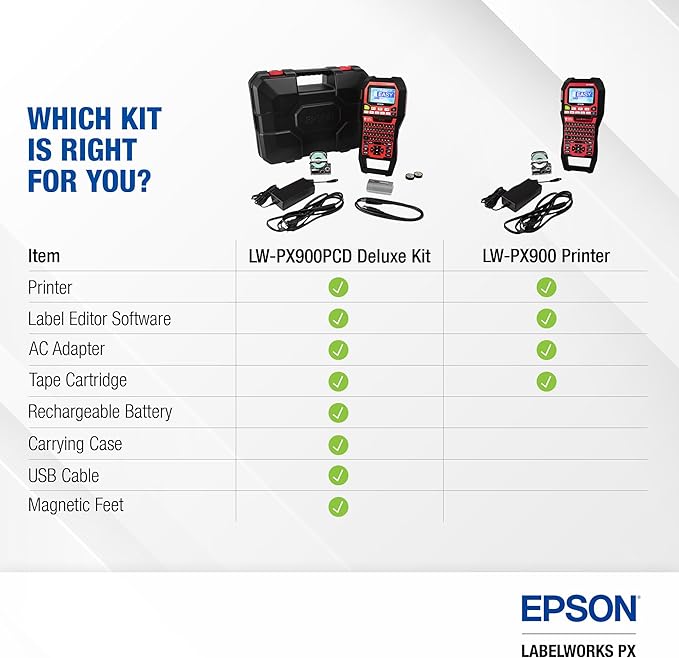 LABELWORKS Epson LW-PX900 Industrial Label Maker - Portable Handheld Label Printer Compatible with All Epson PX Tape Types