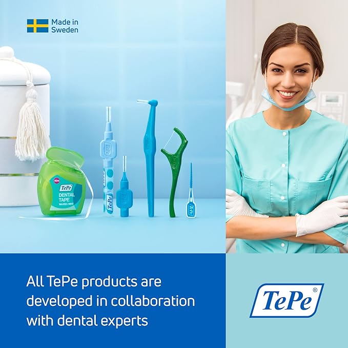 TePe Interdental Brush Angle, Angled Dental Brush for Teeth Cleaning, Pack of 25, 0.40 mm, Extra-Small/Small Gaps, Pink, Size 0
