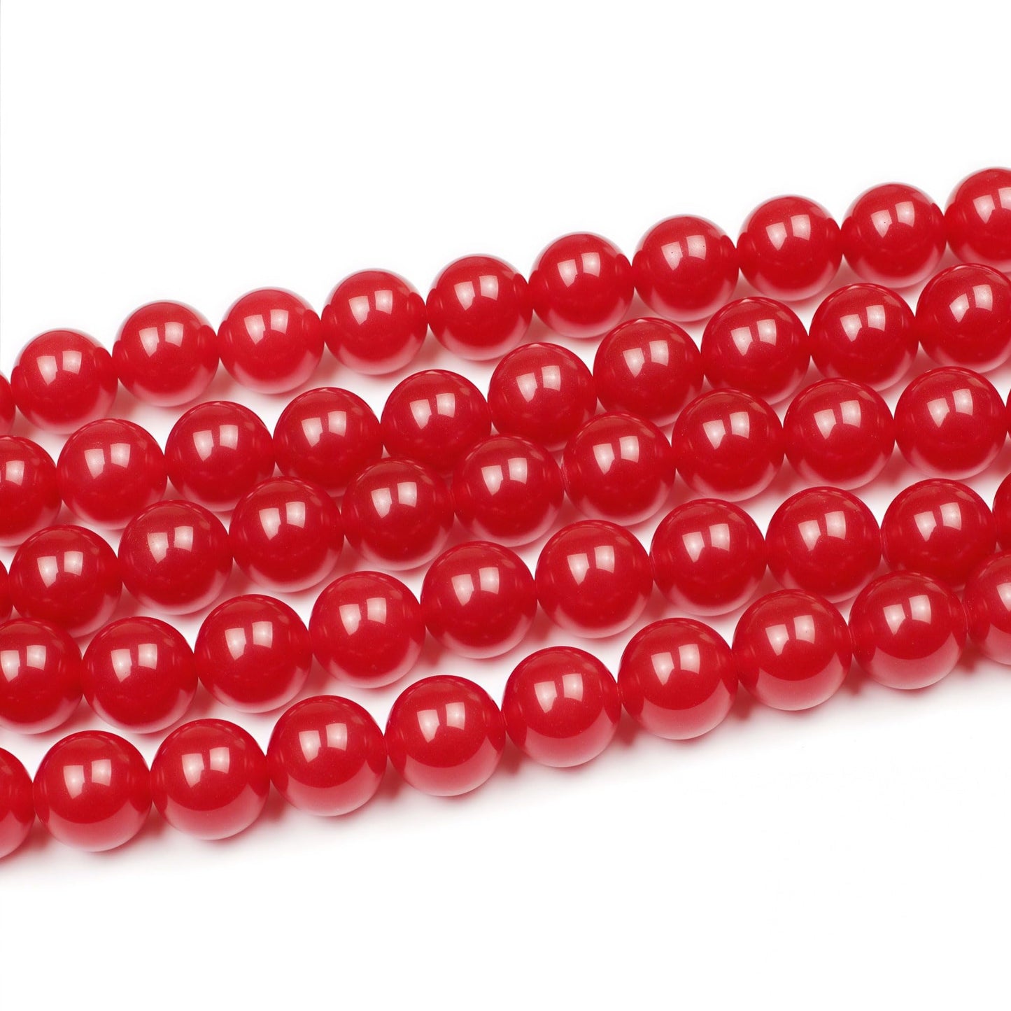 MJDCB Natural Red Jade Round Loose Beads for Jewelry Making DIY Bracelet Necklace (10mm)